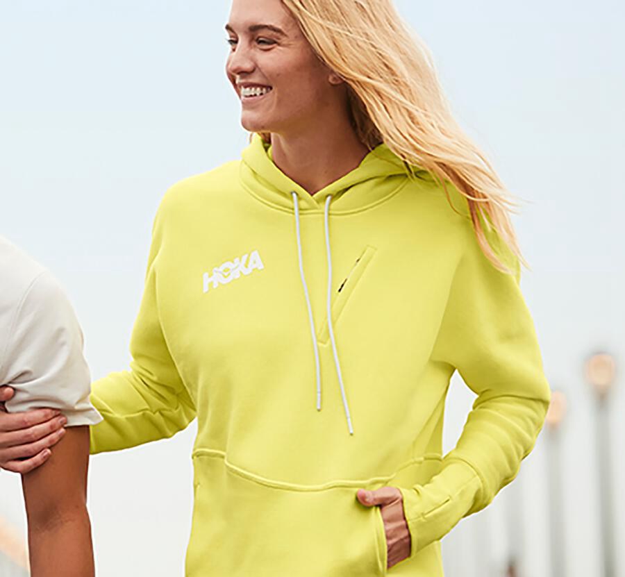 Hoka One One Kapşonlu Sweatshirt Kadın Sarı - Performance - AN5704813